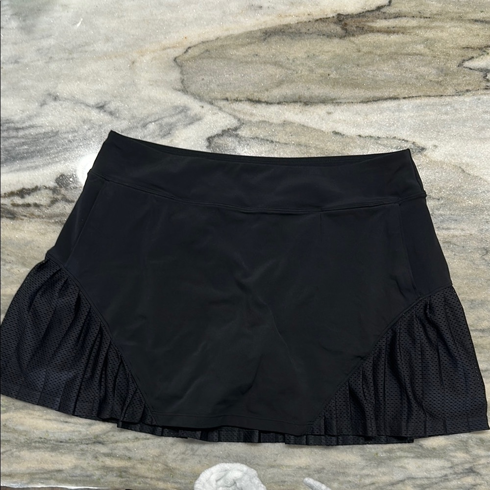 Black Tennis Skirt with Mesh Detail